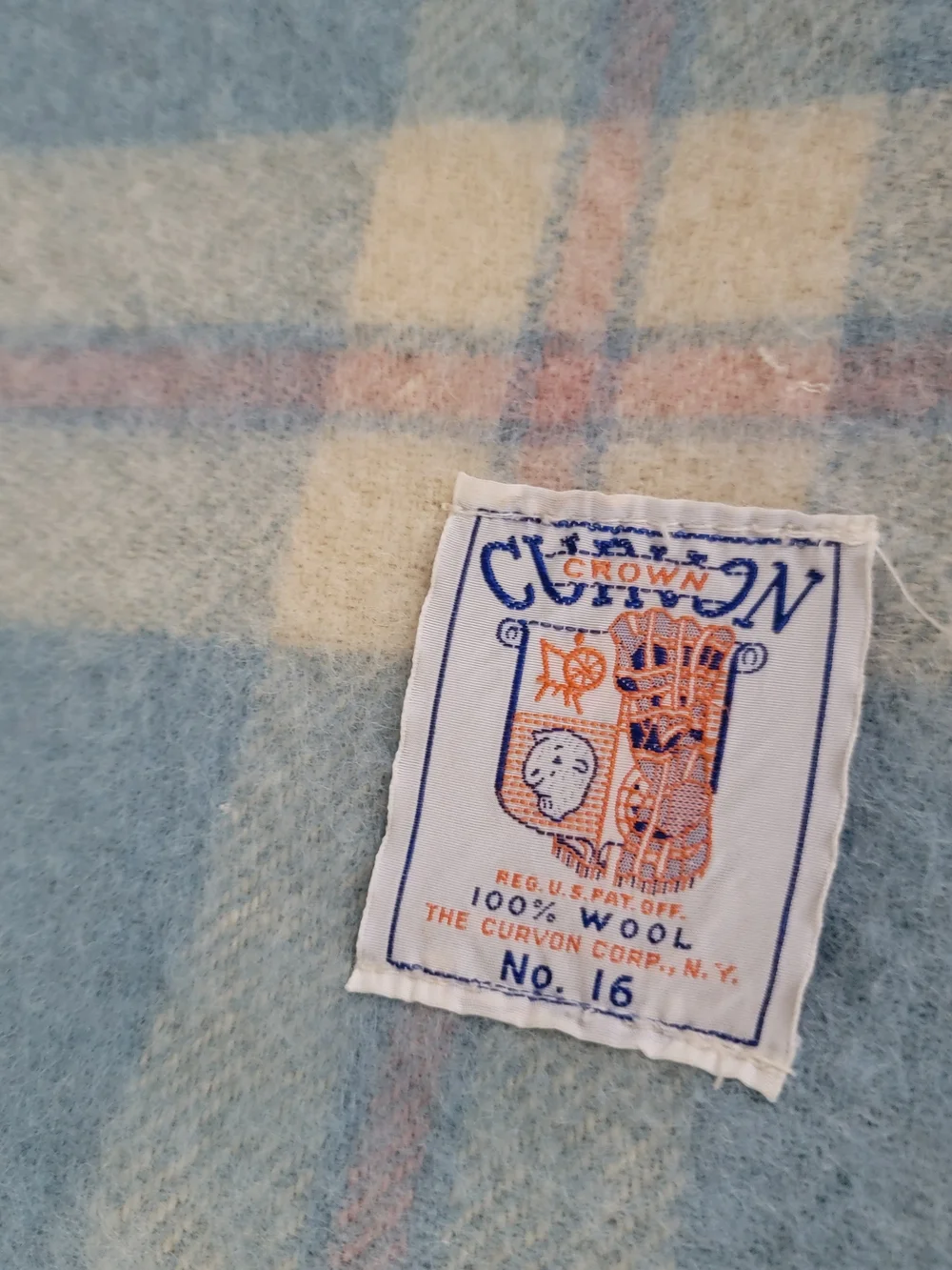 Vintage Curvon Crown 100% Wool Blanket